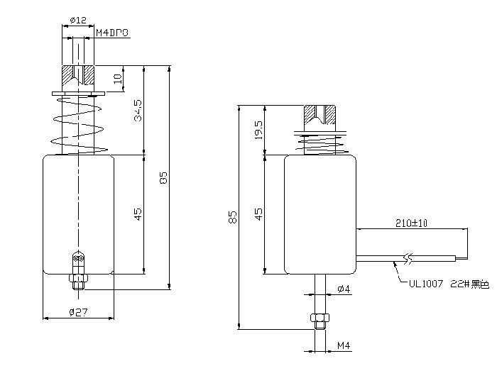 高频游戏枪击发电磁铁尺寸图